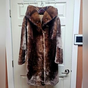 Sheared lamb mouton real fur coat knee length